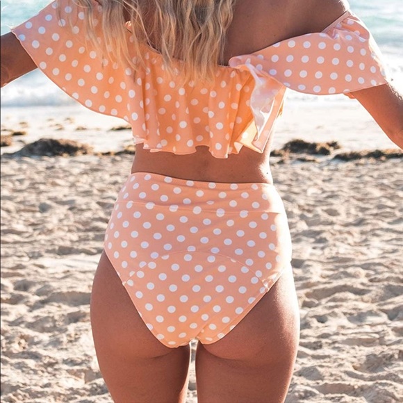 High waisted two piece off the shoulder SWIM SUIT - Picture 6 of 6